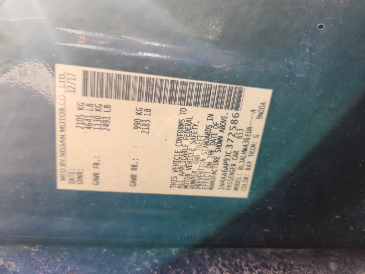 2018 Nissan Maxima 3.5S VIN: 1N4AA6AP9JC372586 Lot: 81591775