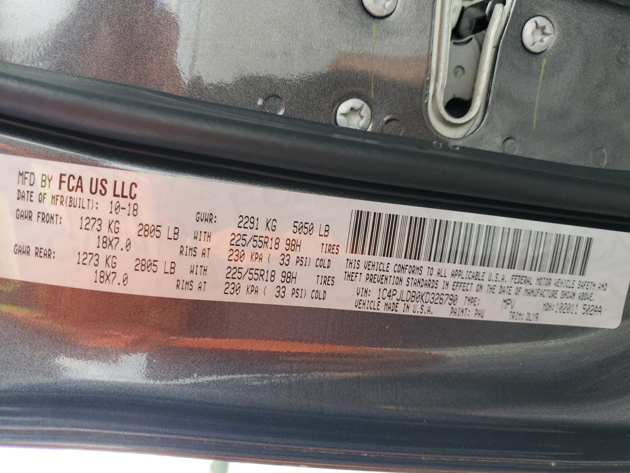 2019 Jeep Cherokee Limited VIN: 1C4PJLDB0KD326790 Lot: 81896845