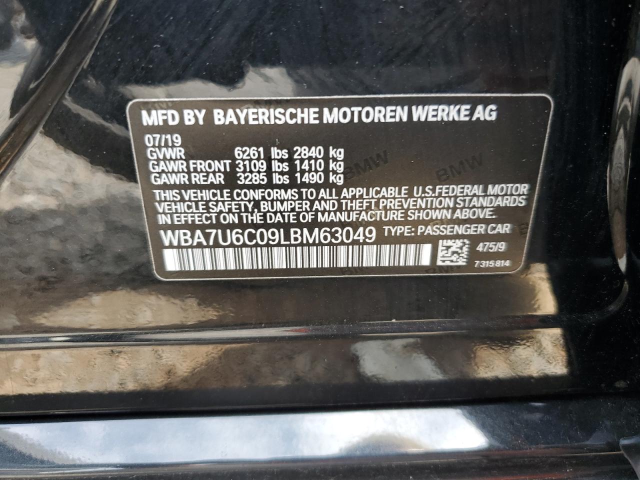 2020 BMW M760 Xi VIN: WBA7U6C09LBM63049 Lot: 80343675