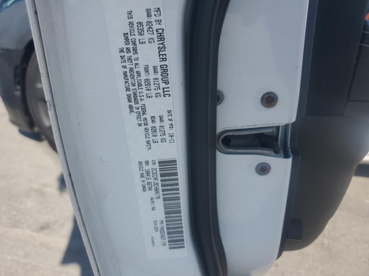 2012 Chrysler 300 Srt-8 VIN: 2C3CCAFJ9CH800178 Lot: 80856055