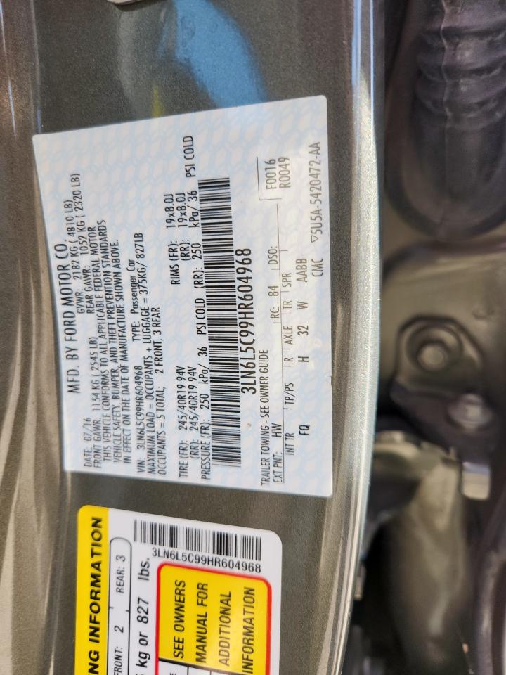 2017 Lincoln Mkz Select VIN: 3LN6L5C99HR604968 Lot: 81742695