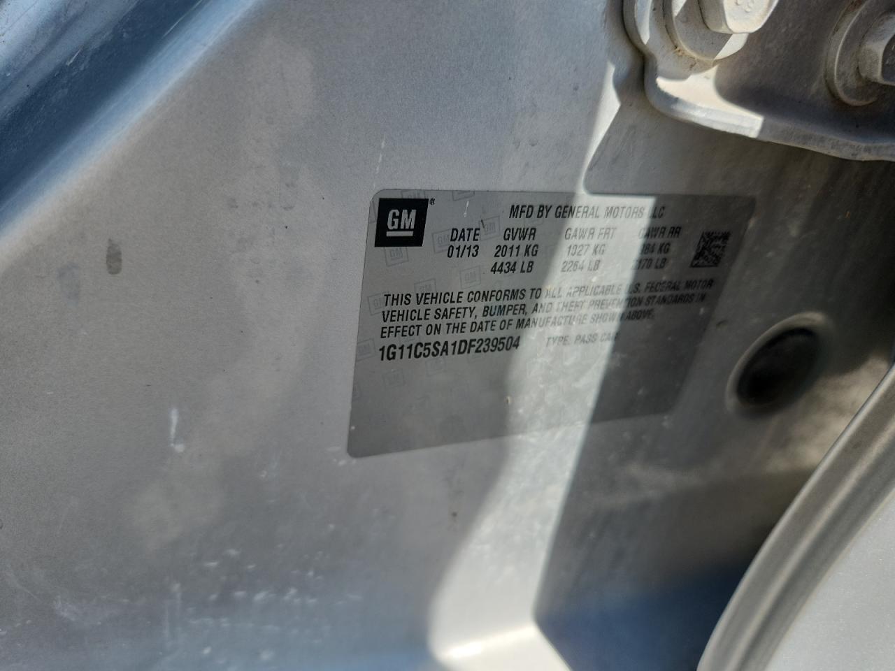 2013 Chevrolet Malibu 1Lt VIN: 1G11C5SA1DF239504 Lot: 71193515