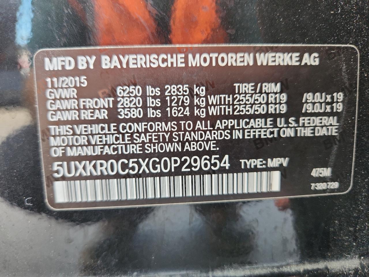 2016 BMW X5 xDrive35I VIN: 5UXKR0C5XG0P29654 Lot: 82076375