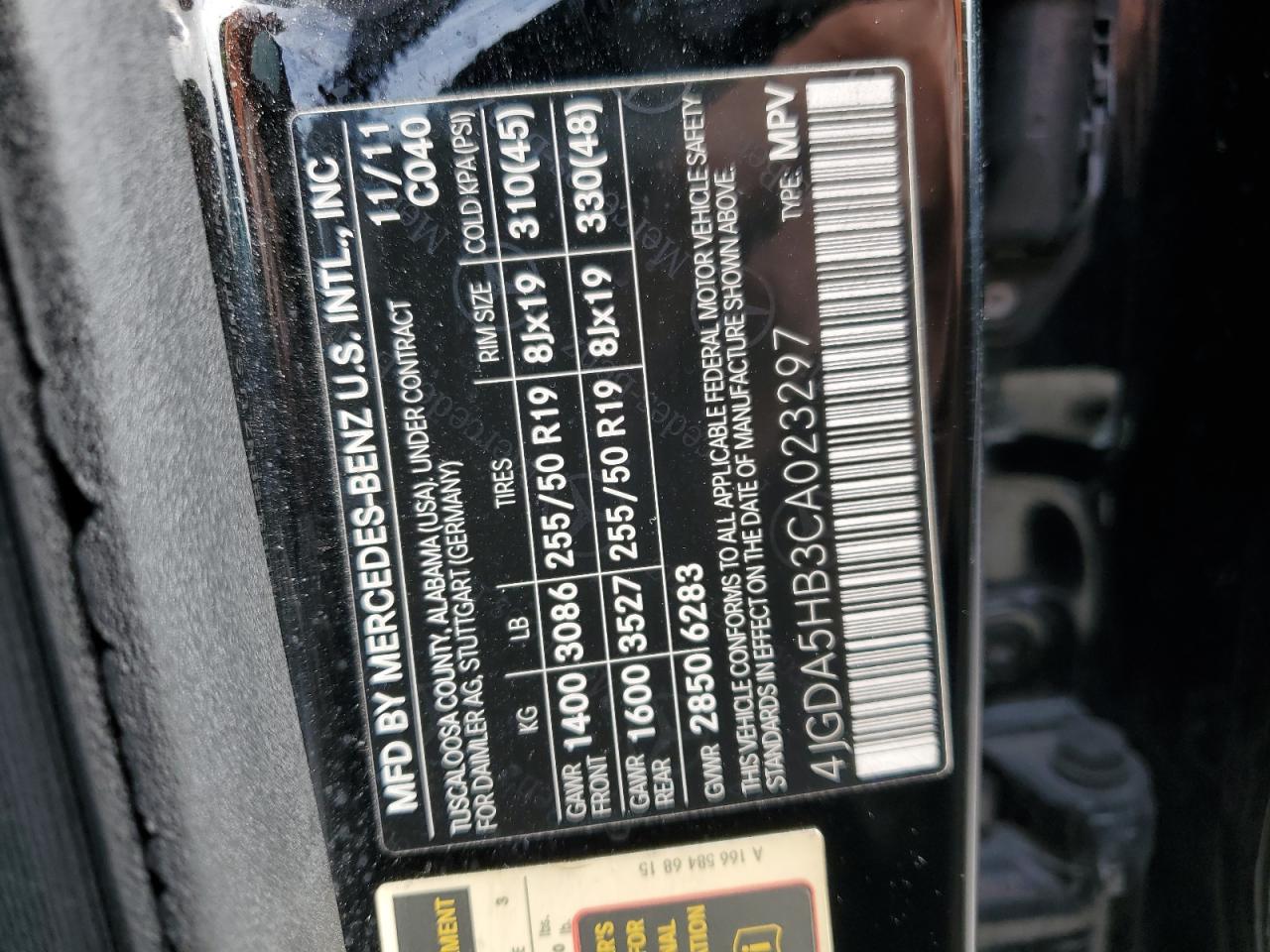 2012 Mercedes-Benz Ml 350 4Matic VIN: 4JGDA5HB3CA023297 Lot: 71390955