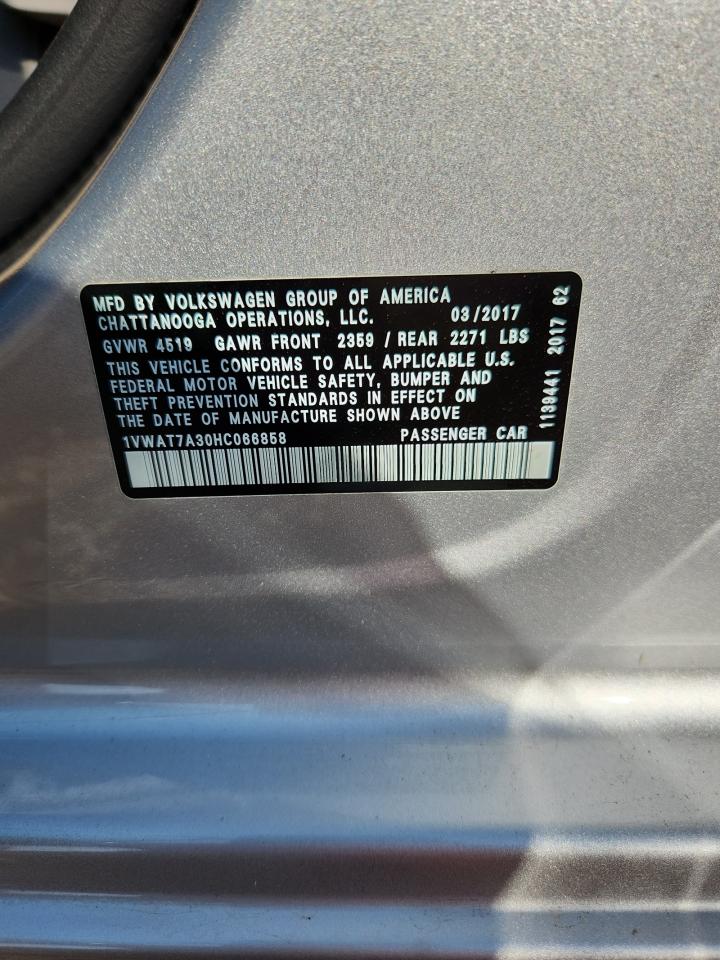 2017 Volkswagen Passat S VIN: 1VWAT7A30HC066858 Lot: 80291285