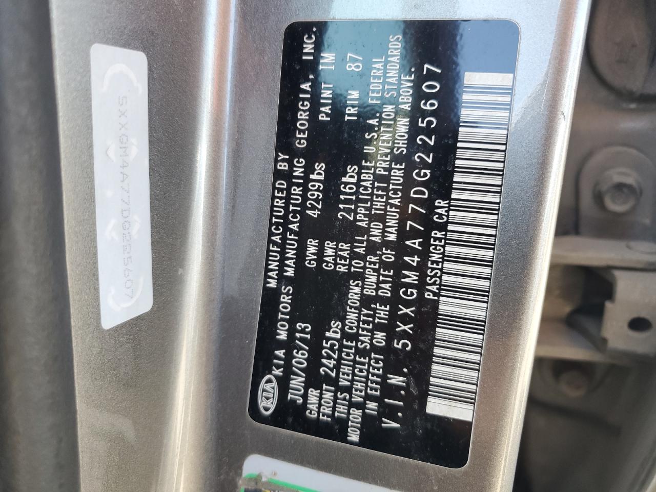 2013 Kia Optima Lx VIN: 5XXGM4A77DG225607 Lot: 81219355