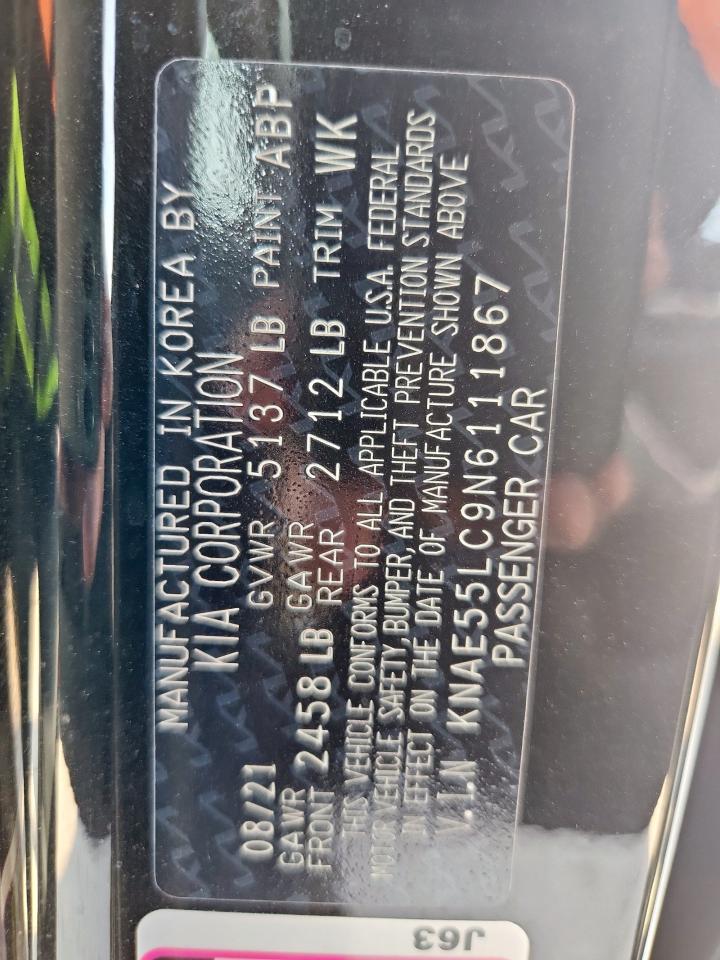 2022 Kia Stinger Gt2 VIN: KNAE55LC9N6111867 Lot: 80629325