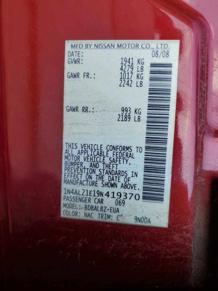 2009 Nissan Altima 2.5 VIN: 1N4AL21E19N419370 Lot: 80562965