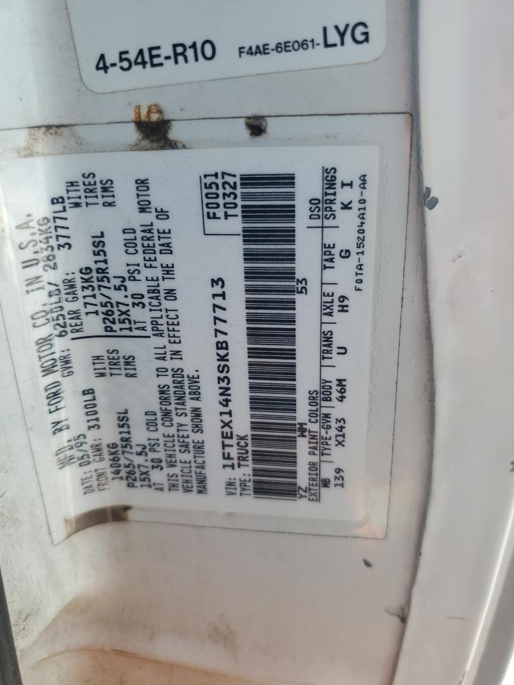 1995 Ford F150 VIN: 1FTEX14N3SKB77713 Lot: 80215795