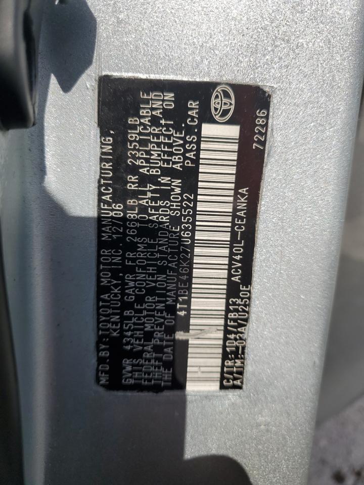 2007 Toyota Camry VIN: 4T1BE46K27U635522 Lot: 81944935