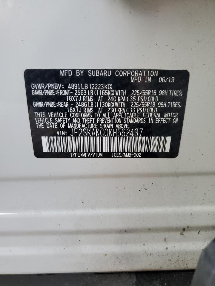 2019 Subaru Forester Sport VIN: JF2SKAKC0KH562437 Lot: 84178615