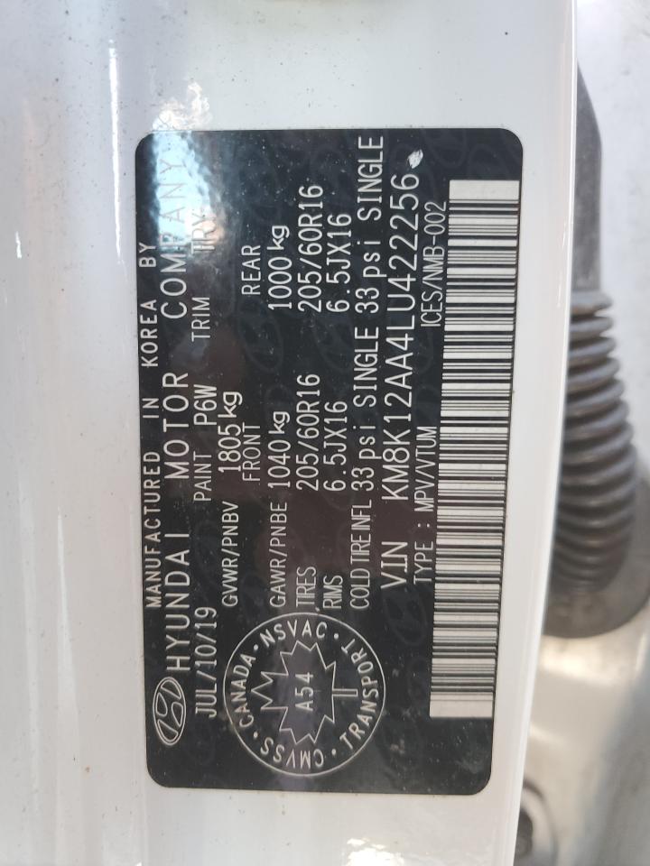 2020 Hyundai Kona Se VIN: KM8K12AA4LU422256 Lot: 80985975