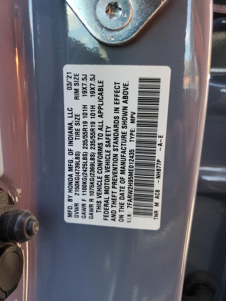 2021 Honda Cr-V Touring VIN: 7FARW2H95ME012435 Lot: 68718205