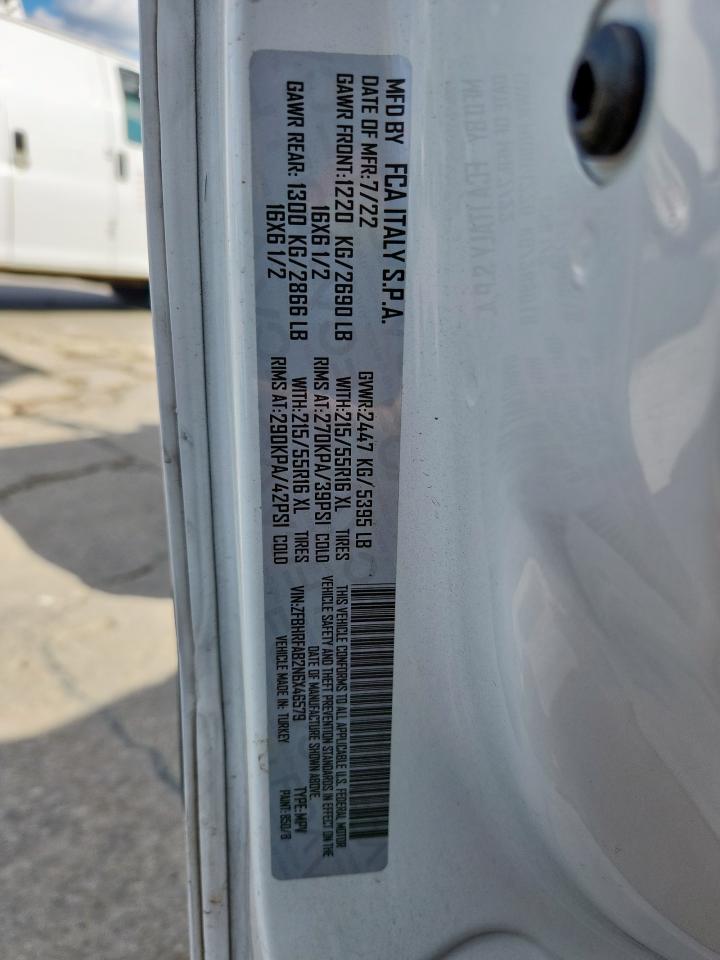 2022 Ram Promaster City Tradesman VIN: ZFBHRFAB2N6X46579 Lot: 81317215