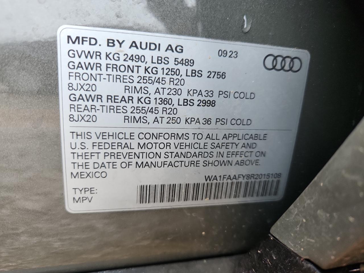 2024 Audi Q5 Prestige 45 VIN: WA1FAAFY8R2015108 Lot: 81733065