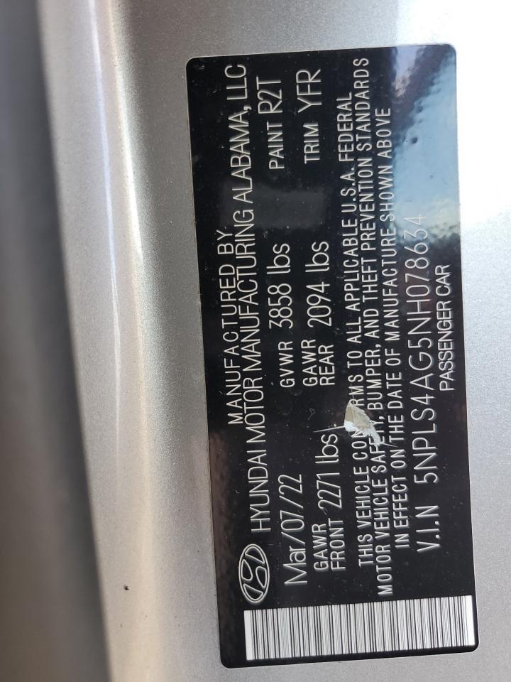 2022 Hyundai Elantra Sel VIN: 5NPLS4AG5NH078634 Lot: 71824175