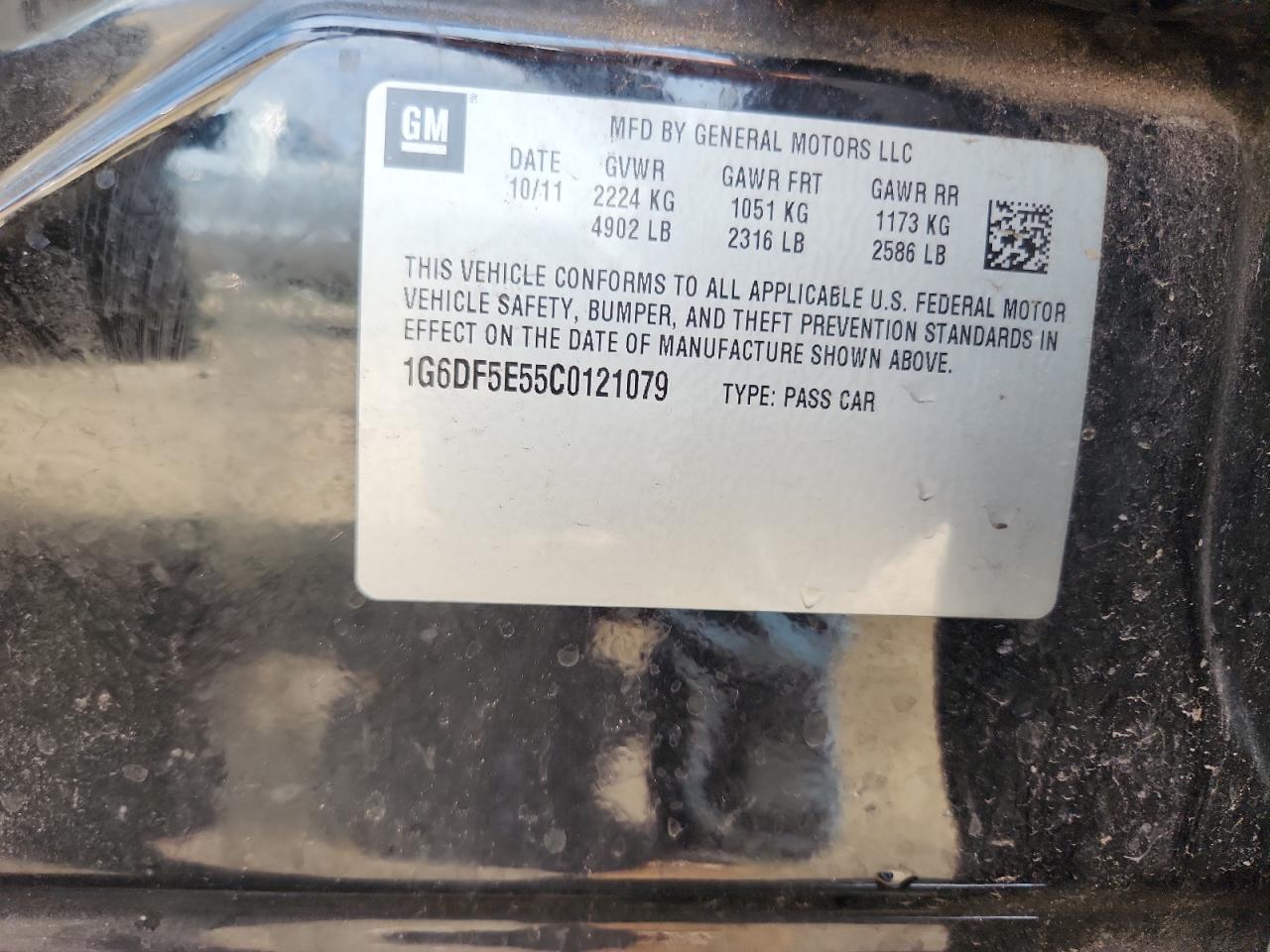 2012 Cadillac Cts Luxury Collection VIN: 1G6DF5E55C0121079 Lot: 71648945