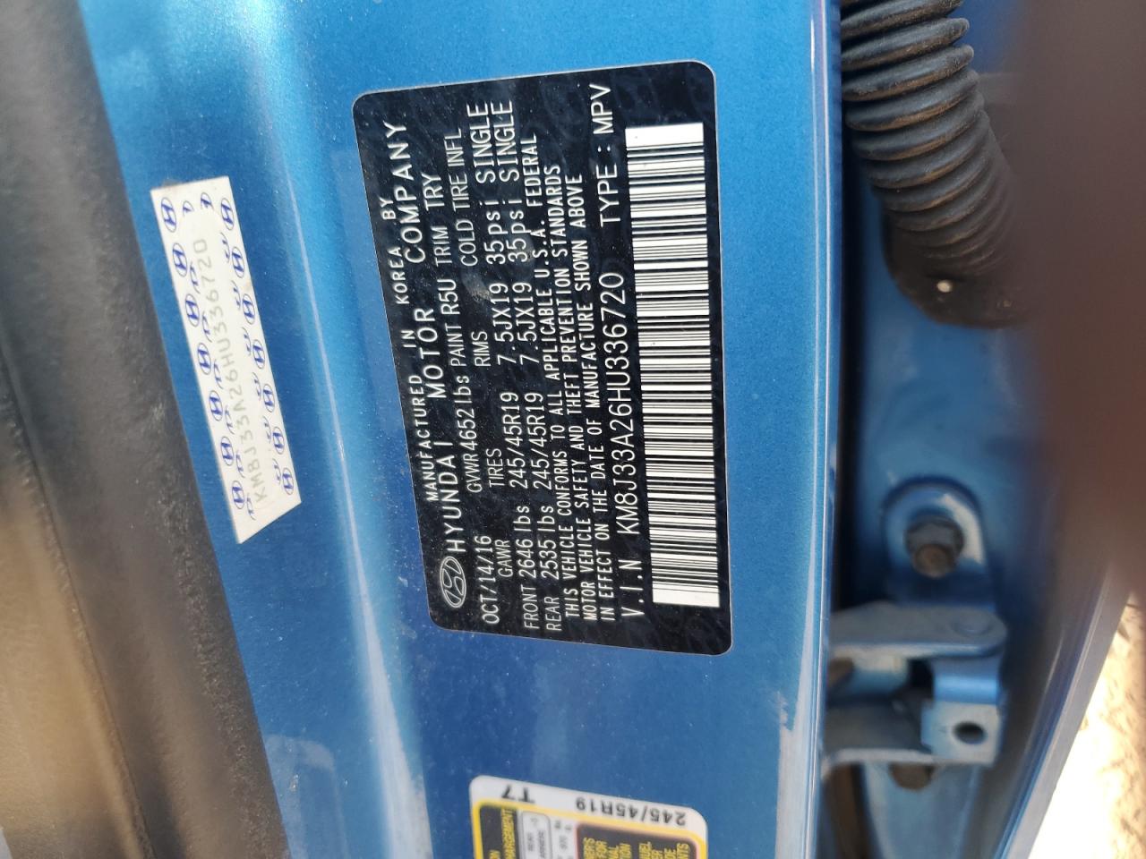 2017 Hyundai Tucson Limited VIN: KM8J33A26HU336720 Lot: 81223845