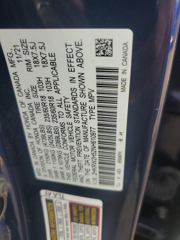 2022 Honda Cr-V Ex VIN: 2HKRW2H52NH610977 Lot: 84388225