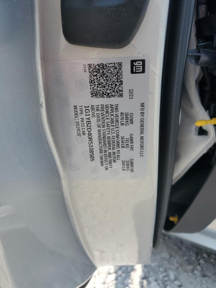 2024 Chevrolet Corvette Stingray 2Lt VIN: 1G1YB2D40R5108505 Lot: 81457205