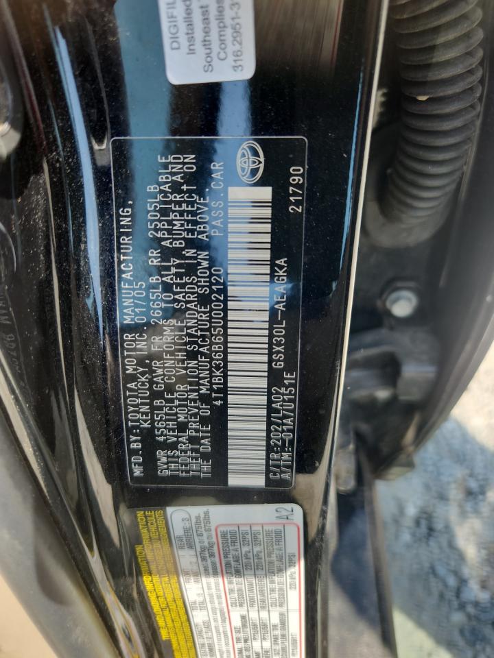 2005 Toyota Avalon Xl VIN: 4T1BK36B65U002120 Lot: 80298065