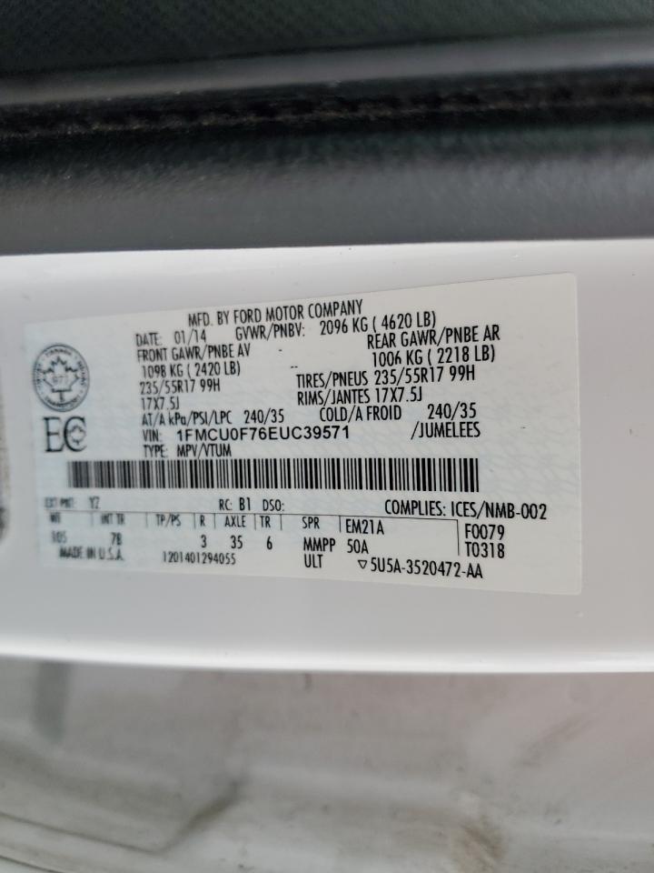 2014 Ford Escape S VIN: 1FMCU0F76EUC39571 Lot: 72006015