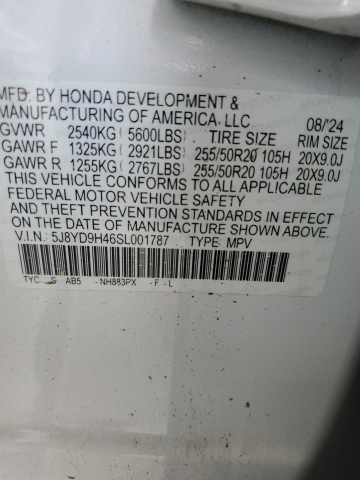2025 Acura Mdx Technology VIN: 5J8YD9H46SL001787 Lot: 81782725