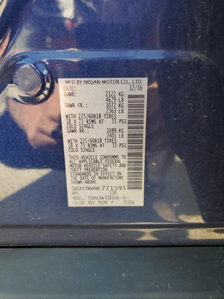 2017 Nissan Rogue Sv VIN: 5N1AT2MV4HC771595 Lot: 82156475