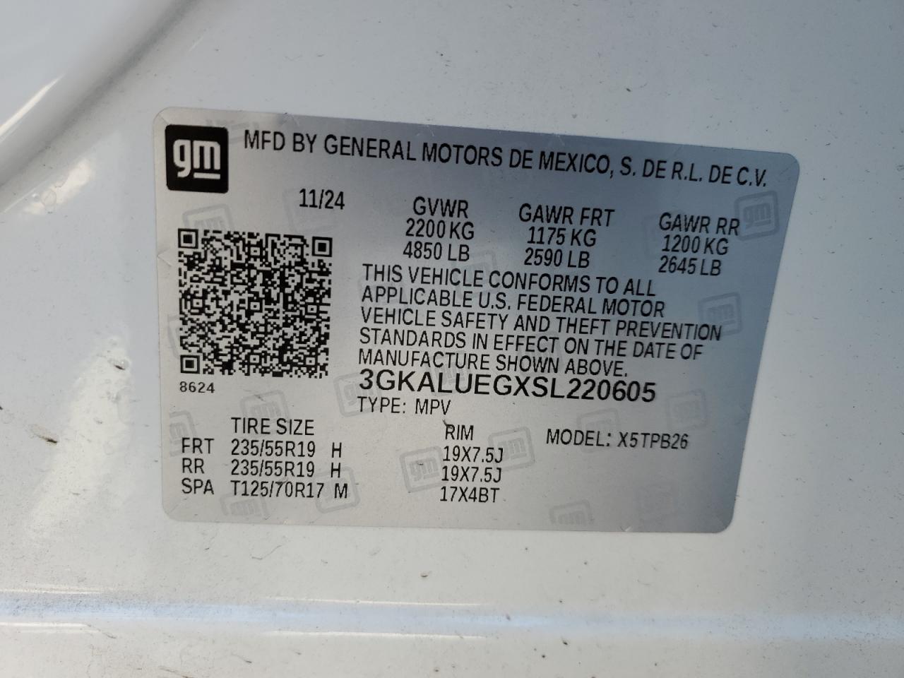 2025 GMC Terrain Elevation VIN: 3GKALUEGXSL220605 Lot: 80148305