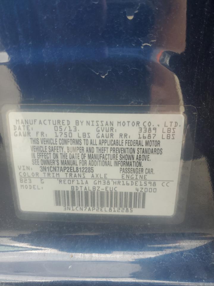 2014 Nissan Versa S VIN: 3N1CN7AP2EL812285 Lot: 80104615