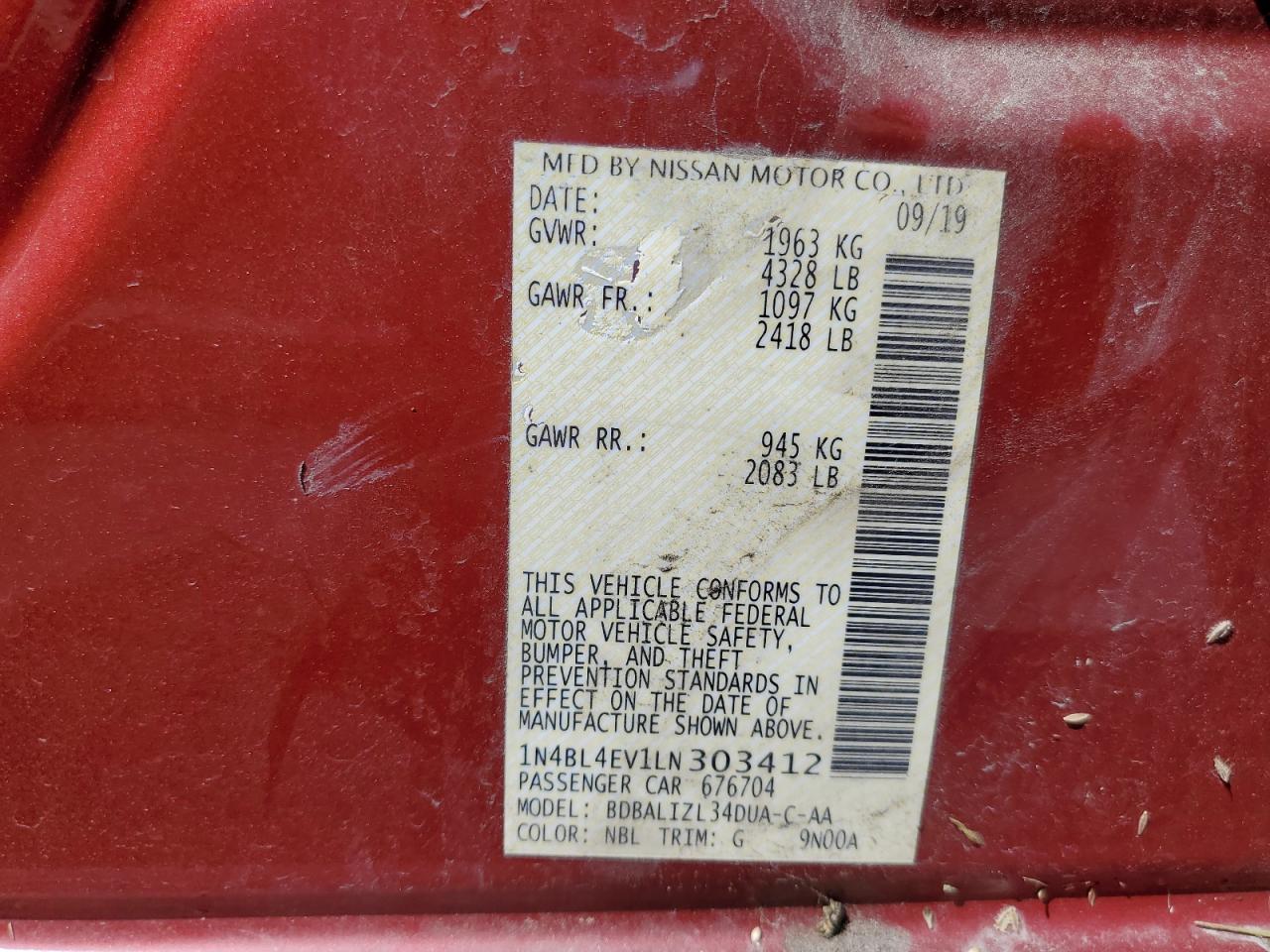 2020 Nissan Altima Sl VIN: 1N4BL4EV1LN303412 Lot: 84209635