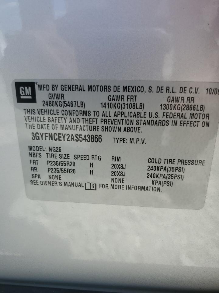 2010 Cadillac Srx Premium Collection VIN: 3GYFNCEY2AS543866 Lot: 80360315