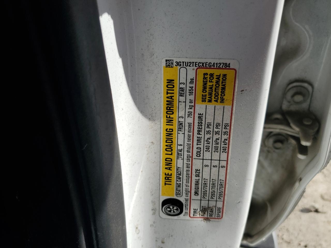 2014 GMC Sierra K1500 VIN: 3GTU2TECXEG412784 Lot: 71651395