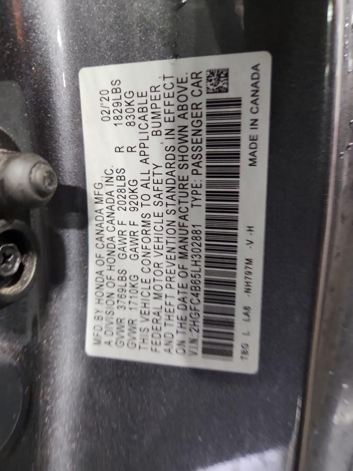 2020 Honda Civic Lx VIN: 2HGFC4B65LH302881 Lot: 72092035