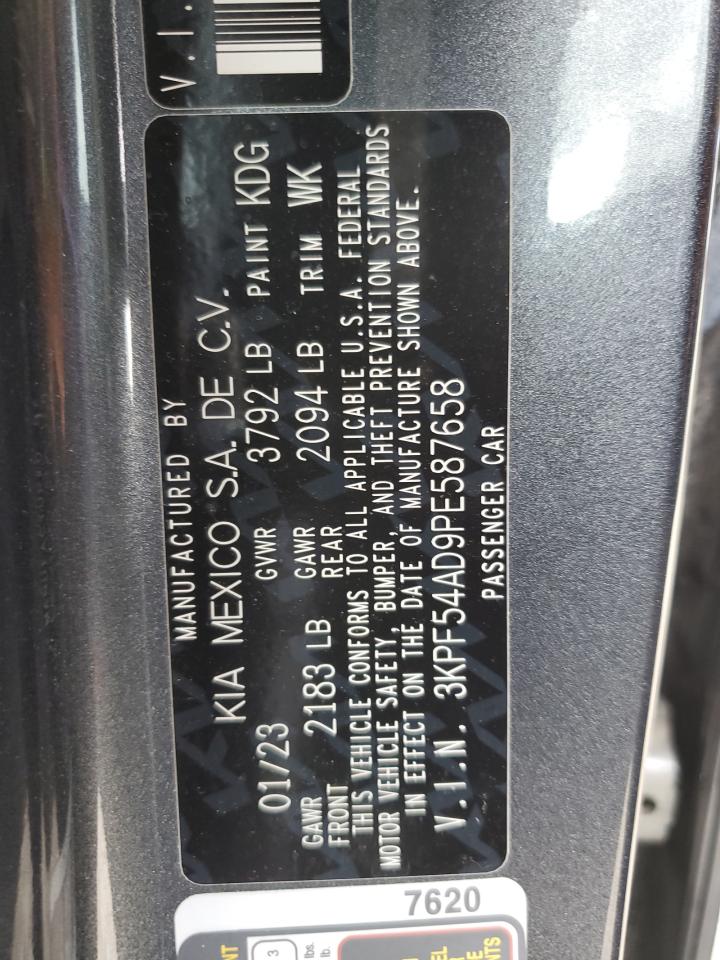 2023 Kia Forte Gt Line VIN: 3KPF54AD9PE587658 Lot: 80210575
