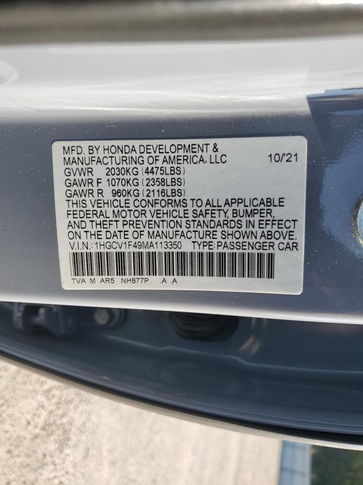 2021 Honda Accord Sport Se VIN: 1HGCV1F49MA113350 Lot: 81659685