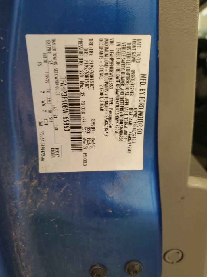 2011 Ford Focus Se VIN: 1FAHP3FN0BW165863 Lot: 84057485