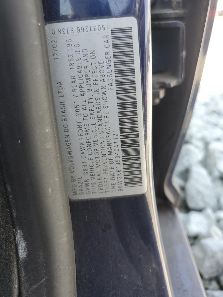 2003 Volkswagen Golf Gls VIN: 9BWGK61J934041121 Lot: 81735835