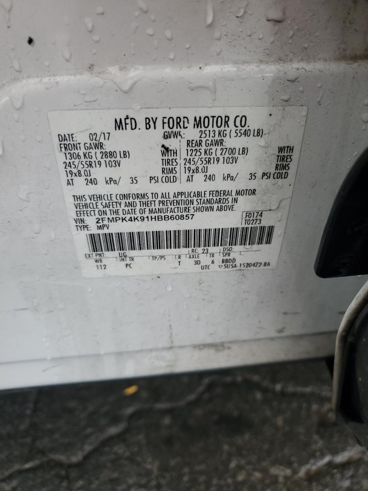 2017 Ford Edge Titanium VIN: 2FMPK4K91HBB60857 Lot: 71616375