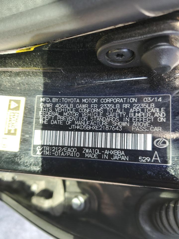 2014 Lexus Ct 200 VIN: JTHKD5BHXE2187643 Lot: 84470805