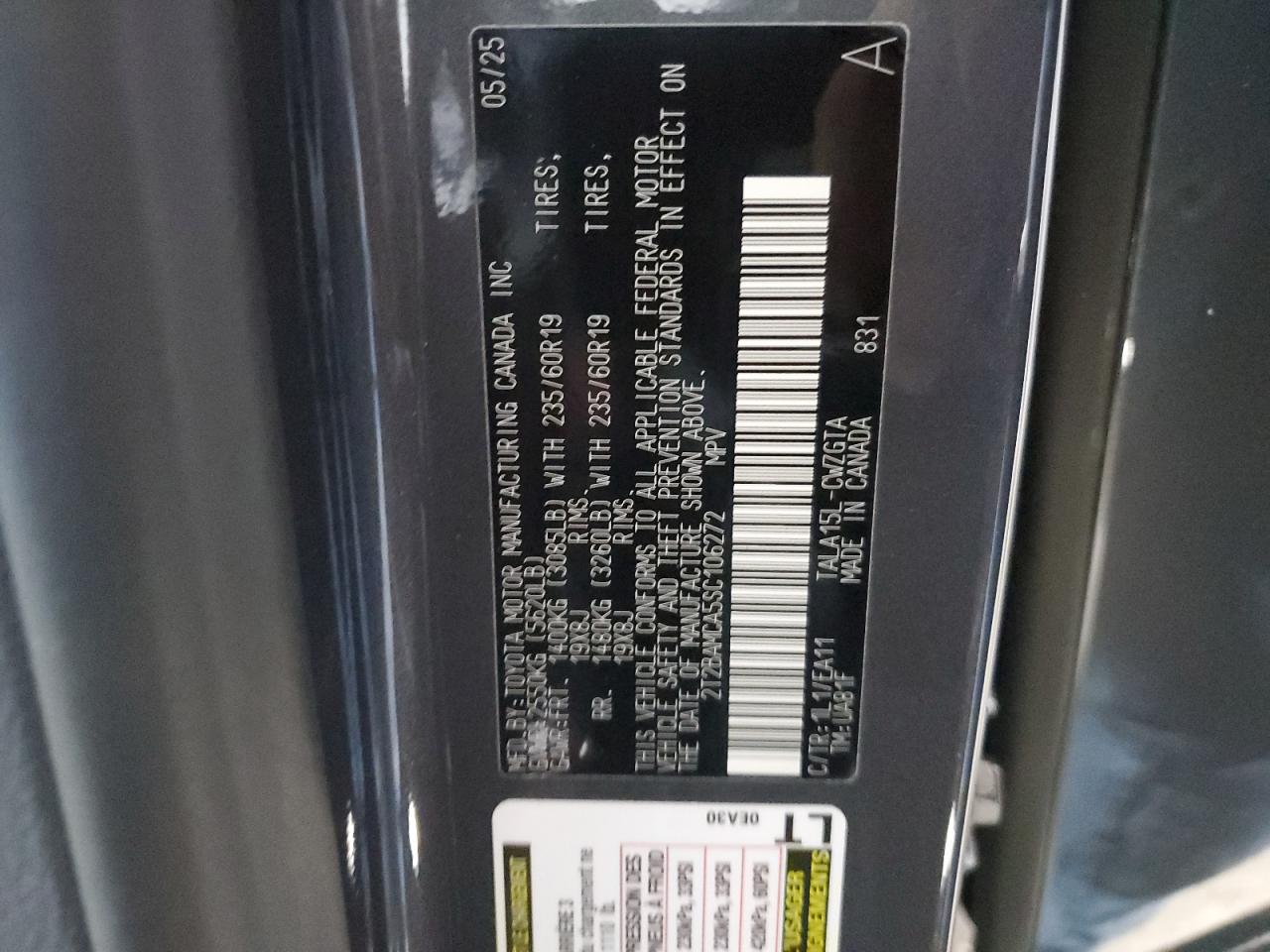 2025 Lexus Rx 350 Base VIN: 2T2BAMCA5SC106272 Lot: 80658835