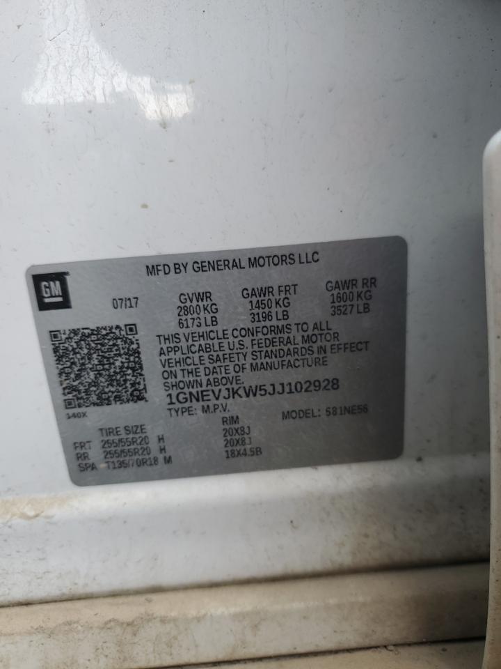 2018 Chevrolet Traverse Premier VIN: 1GNEVJKW5JJ102928 Lot: 81149555