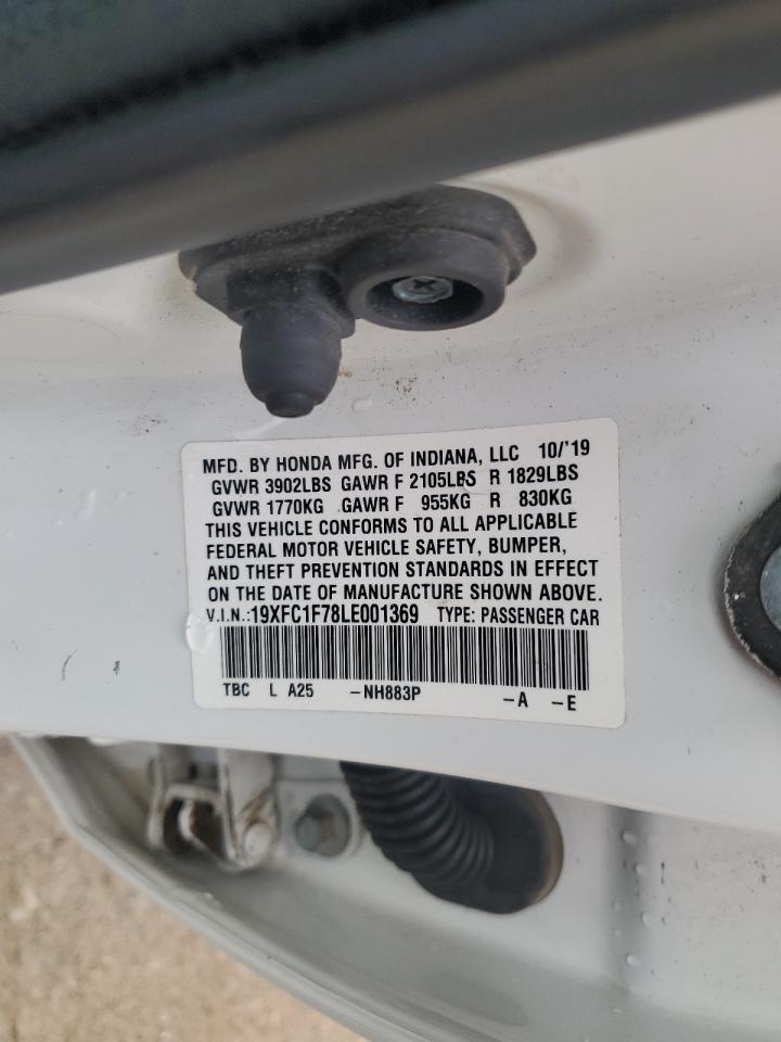 2020 Honda Civic Exl VIN: 19XFC1F78LE001369 Lot: 83854095