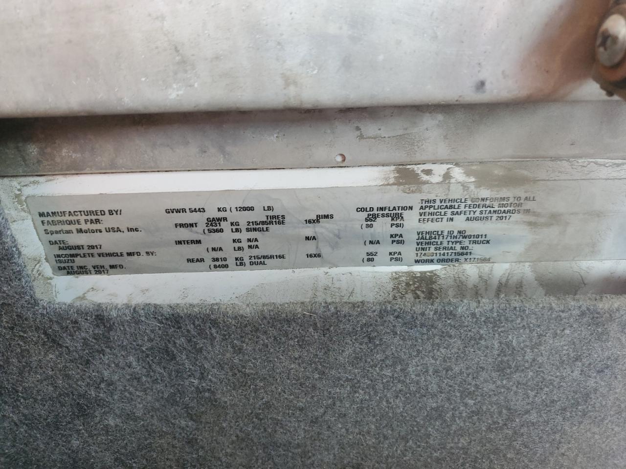 2017 Isuzu Npr VIN: JALB4T171H7W01011 Lot: 80821975