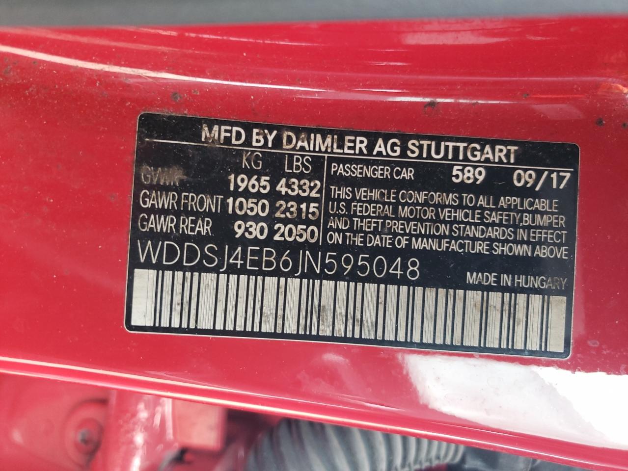 2018 Mercedes-Benz Cla 250 VIN: WDDSJ4EB6JN595048 Lot: 81753365