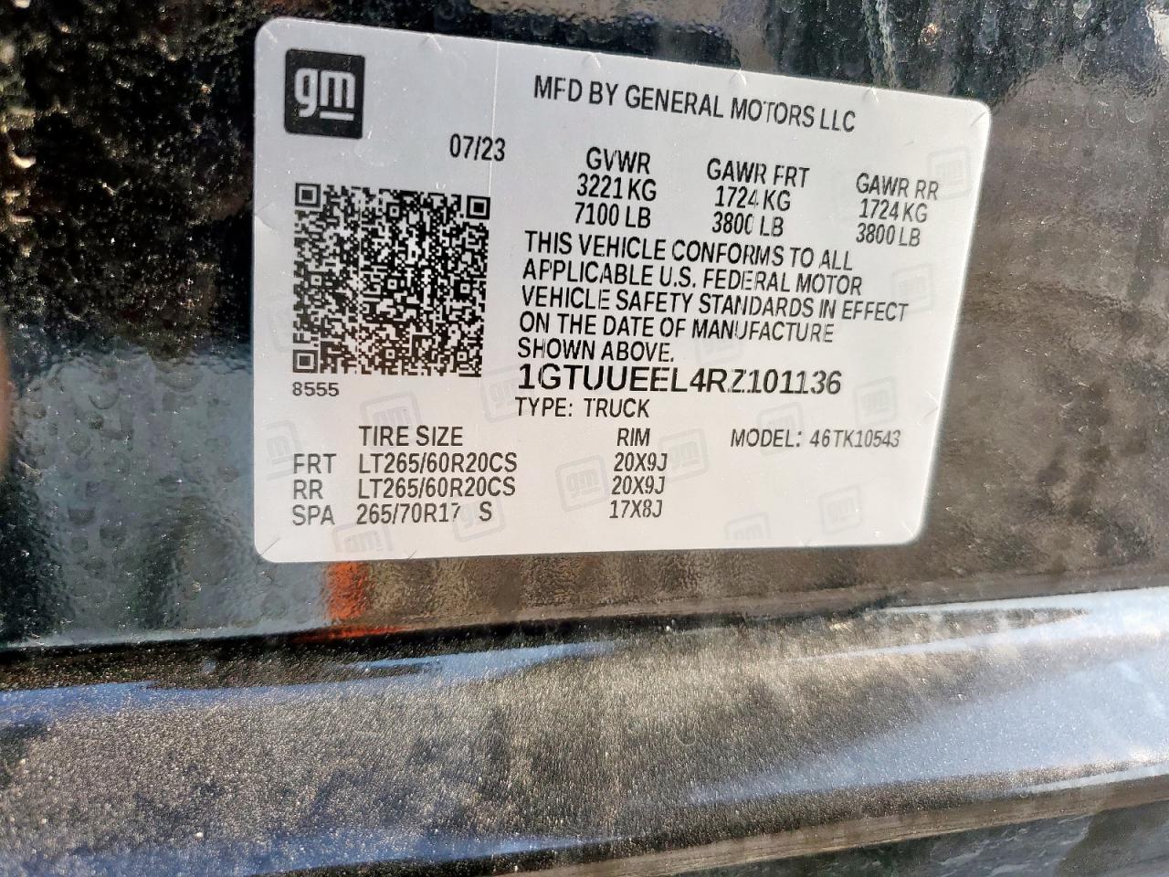 2024 GMC Sierra K1500 At4 VIN: 1GTUUEEL4RZ101136 Lot: 80407045