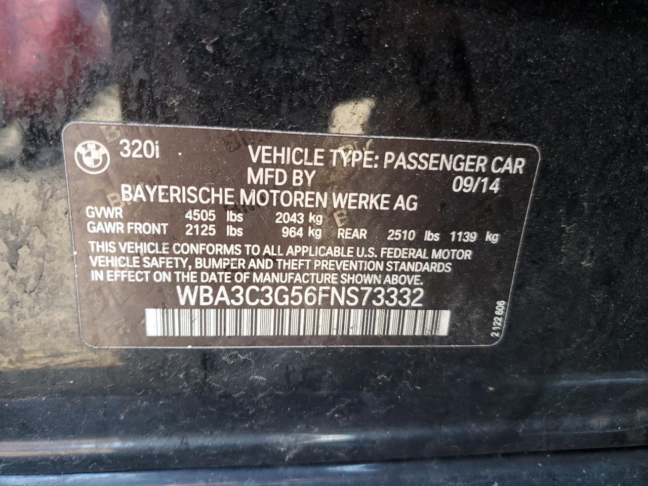 2015 BMW 320 I xDrive VIN: WBA3C3G56FNS73332 Lot: 81067435