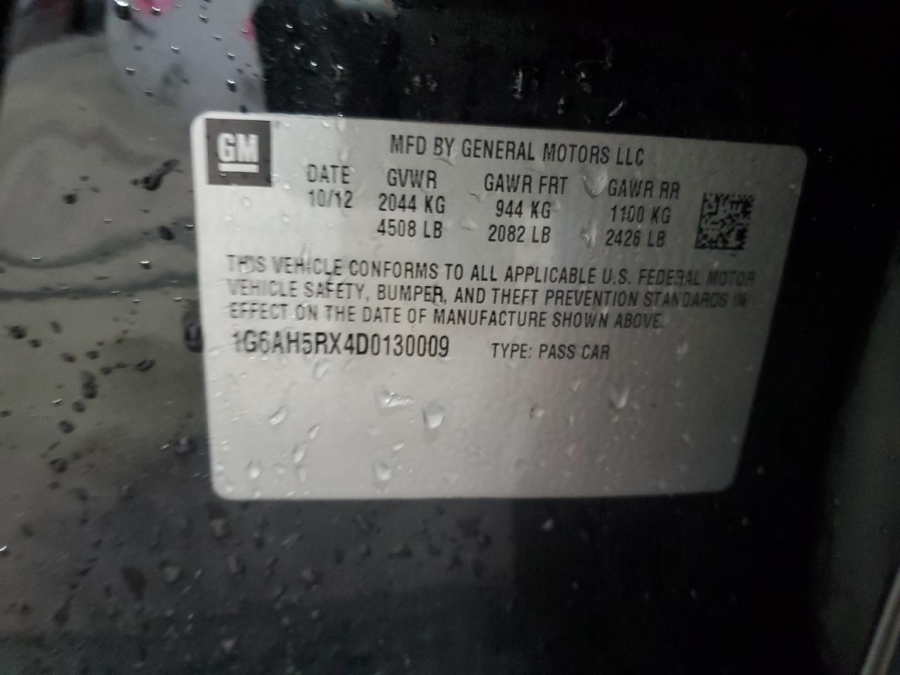 2013 Cadillac Ats Luxury VIN: 1G6AH5RX4D0130009 Lot: 70049475