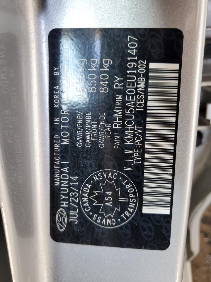 2014 Hyundai Accent Gls VIN: KMHCU5AE0EU191407 Lot: 80986545