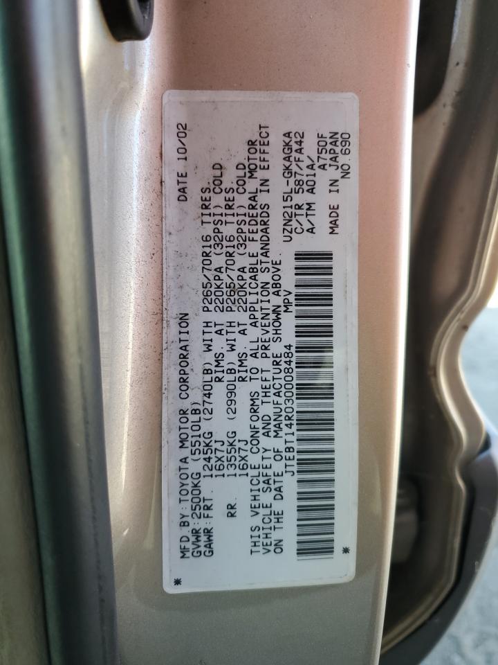 2003 Toyota 4Runner Sr5 VIN: JTEBT14R030008484 Lot: 84399305